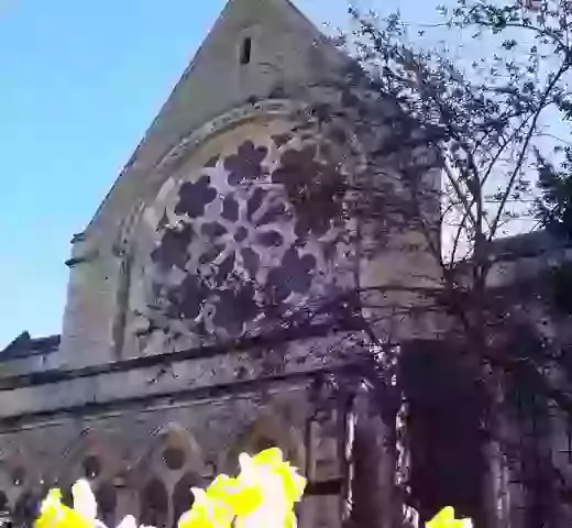 Church with daffodils